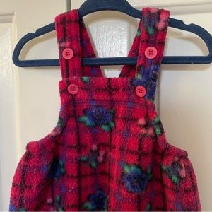 VTG OshKosh USA fleece overalls snowsuit 12M pink with flowers